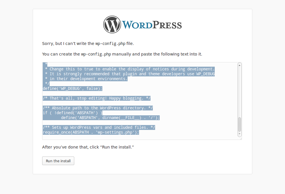 wordpress config copy paste